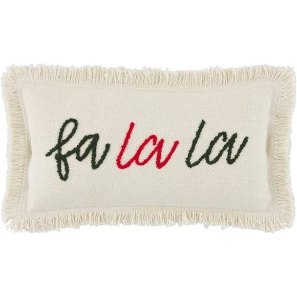 Mud Pie - Fa La La Mini Christmas Pillow/New in Package - Picture 1 of 7